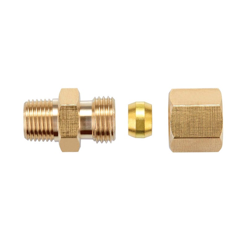Litorange 4 Pack Metal Brass Compression Tube Pipe Fitting Connector, Straight Coupling Adapter, 1/4" Tube OD x 1/4" NPT Male - Image 3